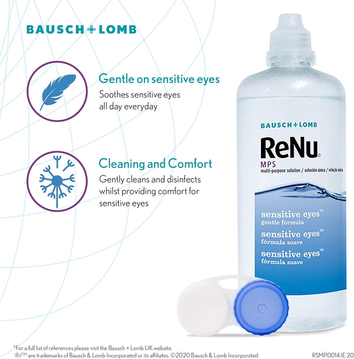 Multi Purpose Contact Lens Solution 4 X 240Ml - Soft Contact Lenses for Comfortable Wear - Gentle on Sensitive Eyes - Clean, Disinfect, Rinse, Lubricate and Store Your Lenses - Lens Case Included
