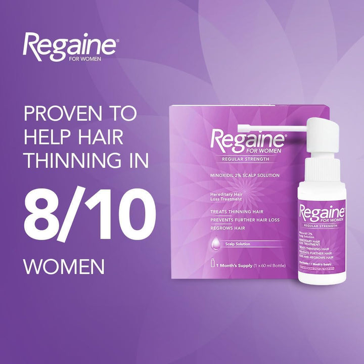 for Women 2% Minoxidil Regular Strength Scalp Solution for Hair Regrowth (1X 60 Ml), Scientifically Proven to Help Stop and Reverse Hereditary Female Hair Loss, Revitalise Hair Follicles