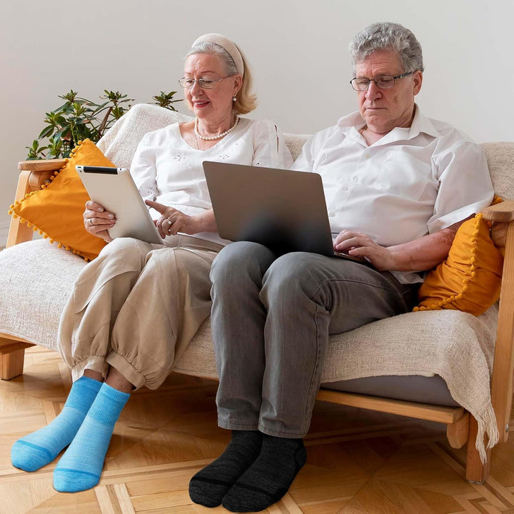 Bamboo Diabetic Socks for Women: Extra Wide Top Ankle Socks for Men - Non Elastic Gentle Loose Seamless for Swollen Feet Size 6-11 5 Pairs