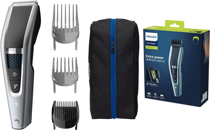 Hair Clippers, Series 5000 Trim-N-Flow PRO Technology Hair Clipper, Fully Washable with Self-Sharpening Stainless Steel Blades, Corded, UK 3-Pin Plug - HC5630/13