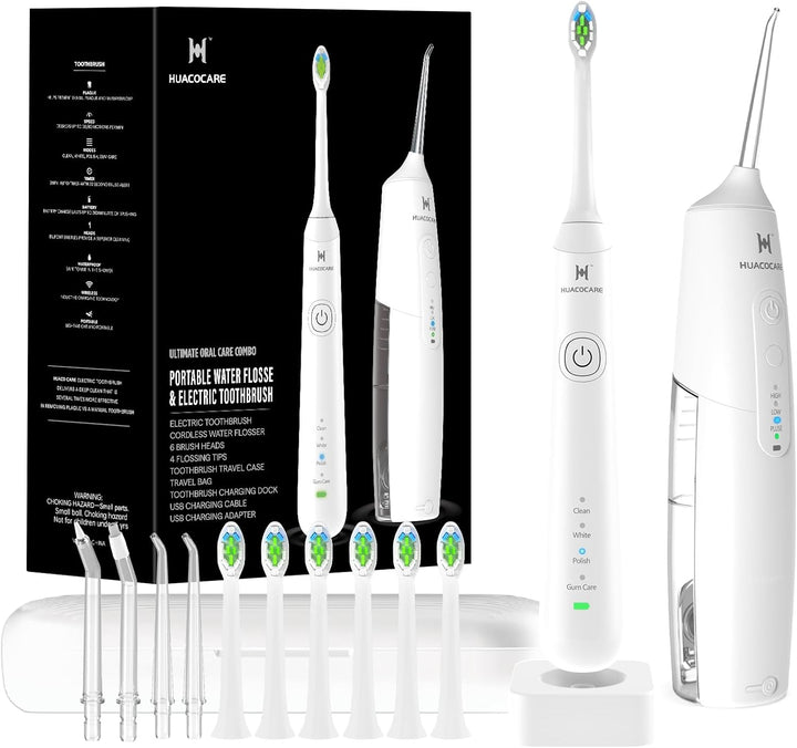 2-1 Oral Clean Kit- Water Dental Flosser & Electric Toothbrush Combo- Brushing & Flossing- for Teeth Cleaning and Gum Health