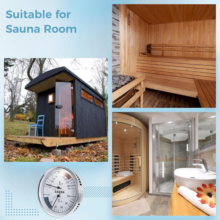 Sauna Thermometer Hygrometer, 2 in 1 Fahrenheit Thermometer Hygrometer for Sauna Room, Indoor Humidity Temperature Monitor Gauge Sauna Accessories