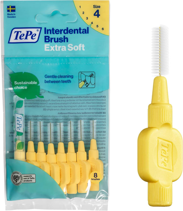 Interdental Brush, Extra Soft, Red, 0.5Mm/Iso 2, 8Pcs, Efficient Cleaning between Teeth, Plaque Remover and Dental Flosser for Narrow Gaps