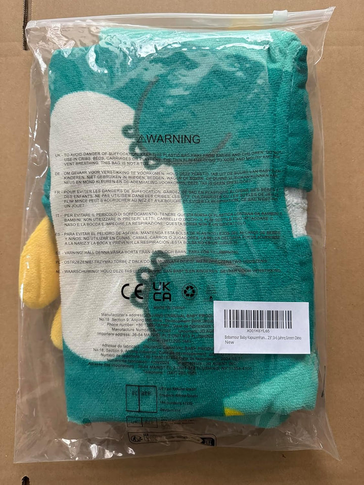 Baby Hooded Towels Wearable Hooded Towel for Boys Girls Absorbent Hooded Towel for Toddlers, 25"X 23", 0-6 Years, Dino