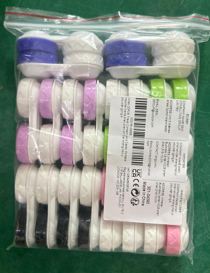 20PCS Travel Contact Lens Cases, Portable Contact Lens Travel Kit Case, Mini Box Container Contact Lens Holder, Contact Lens Soaking Storage Case with L and R Caps - Green Blue Black Pink