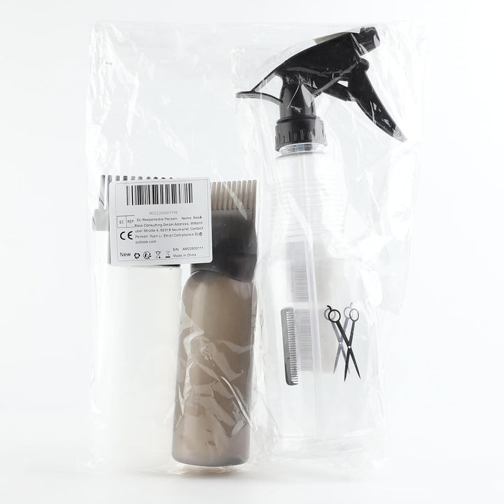 Hair Oil Applicator Bottle, 3PCS Root Comb Applicator with Continuous Spray Bottle 300Ml, Graduated Scale for Salon & Home DIY
