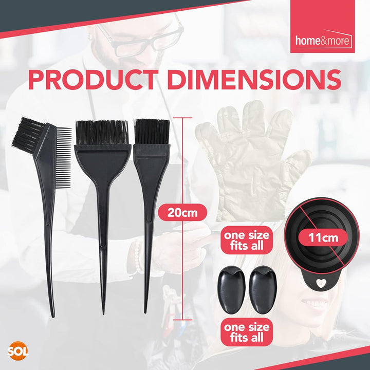 7Pcs Hair Dye Bowl and Brush Kit - Complete Set for At-Home Hair Colouring - Includes Mixing Bowl, Brushes, Gloves, Ear Covers - Easy-Grip Bowl, Smooth Application, Reusable, Easy to Clean Tools