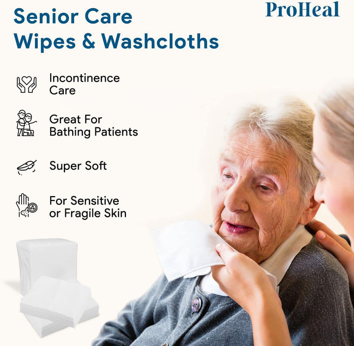 Disposable Dry Wipes, 50 Pack – Ultra Soft Non-Moistened Cleansing Cloths for Adults, Incontinence, Baby Care, Makeup Removal – 9.5" X 13.5" - Hospital Grade, Durable