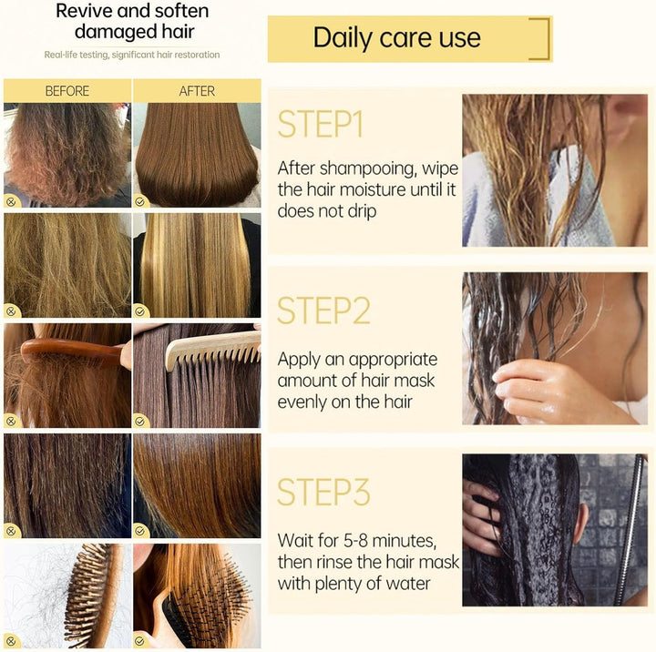 Hair Dye Repair and Deep Moisture Mask,8 Seconds Revitalizing Hair Mask,Deep Moisture Repair Conditioner,Instantly Smooths Frizz Daily Care