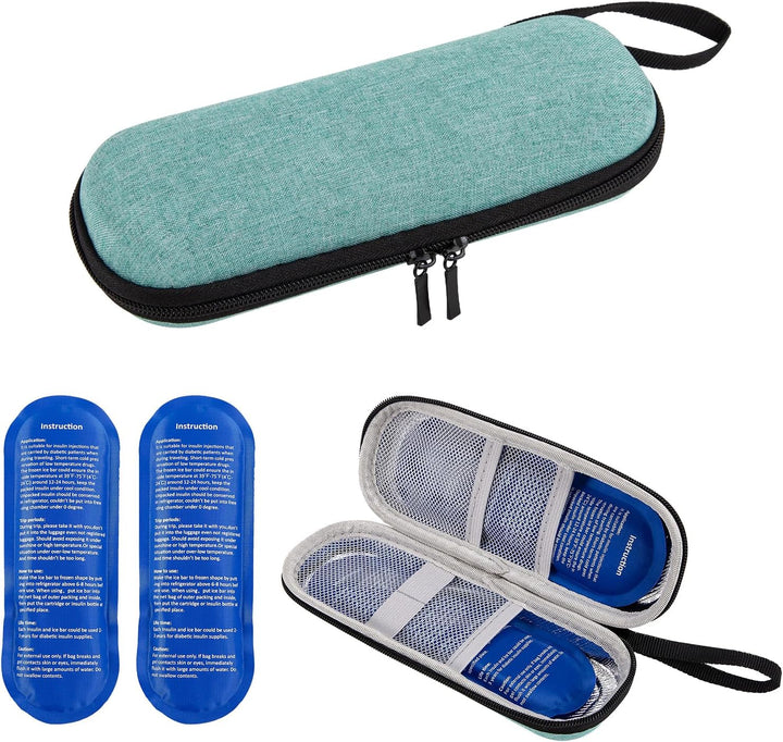 Insulin Cooler Travel Case,Small Medicine Cool Bag with 2 Ice Packs for Diabetic Needles Injection Pen Storage,Portable Monjaro Travel Case Medical Medication Insulated Box for Diabetes (Purple)