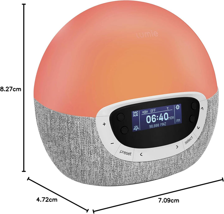Bodyclock Shine 300 - Wake-Up Light Alarm Clock with Radio, 15 Sounds and Sleep Sunset, White