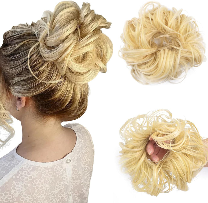Messy Bun Hair Piece for Women,Curly Wavy Hair Scrunchies Bun Extensions Hairpieces,Synthetic Hair Chignons Accessories Updo for Girls(18/22#,35G)