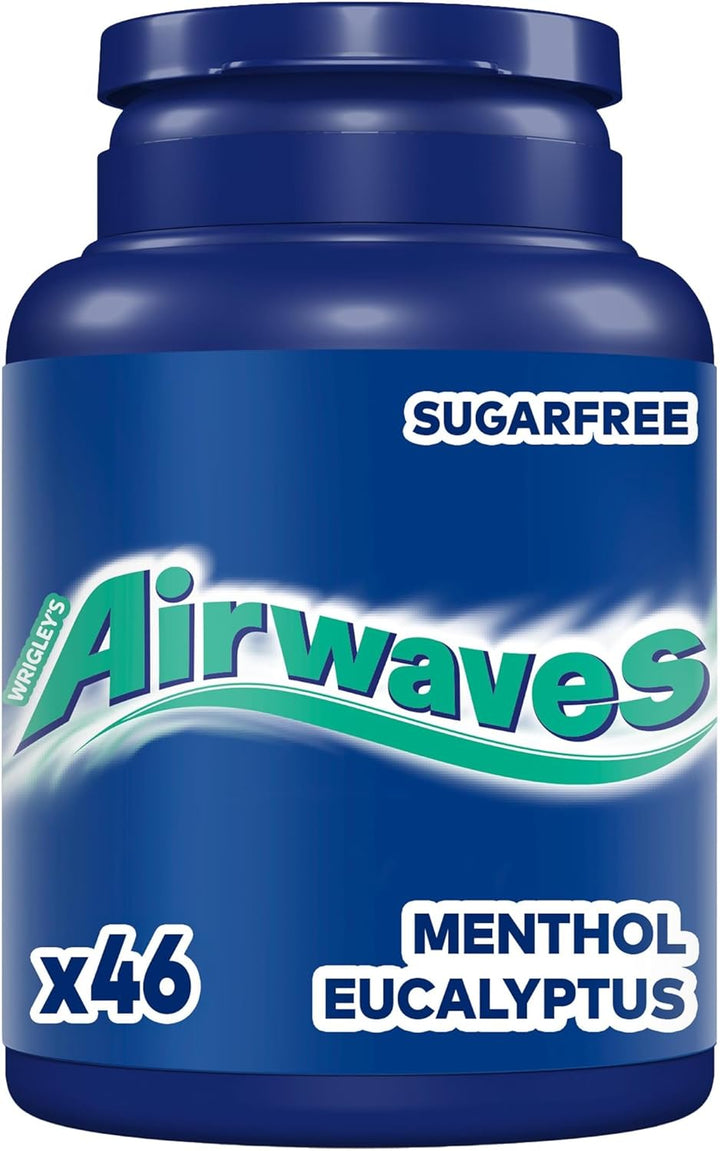Chewing Gum Menthol & Eucalyptus, 46 Pieces, Sugar Free Chewing Gum Bottle with Menthol Freshness