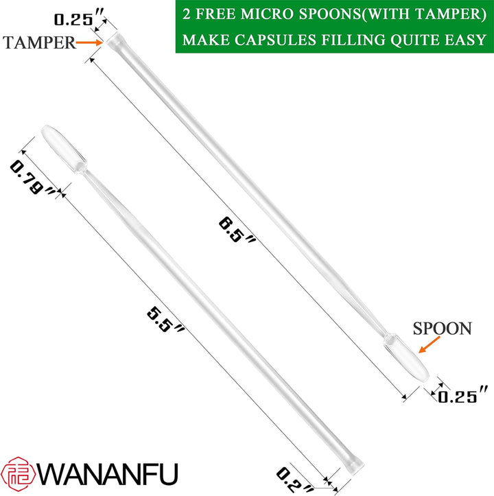 Size 1 Empty Capsules Vegetarian (100 Count) Bundle with Micro Lab Spoon with Powder Tamper, Compatible with Capsule Filling Machine