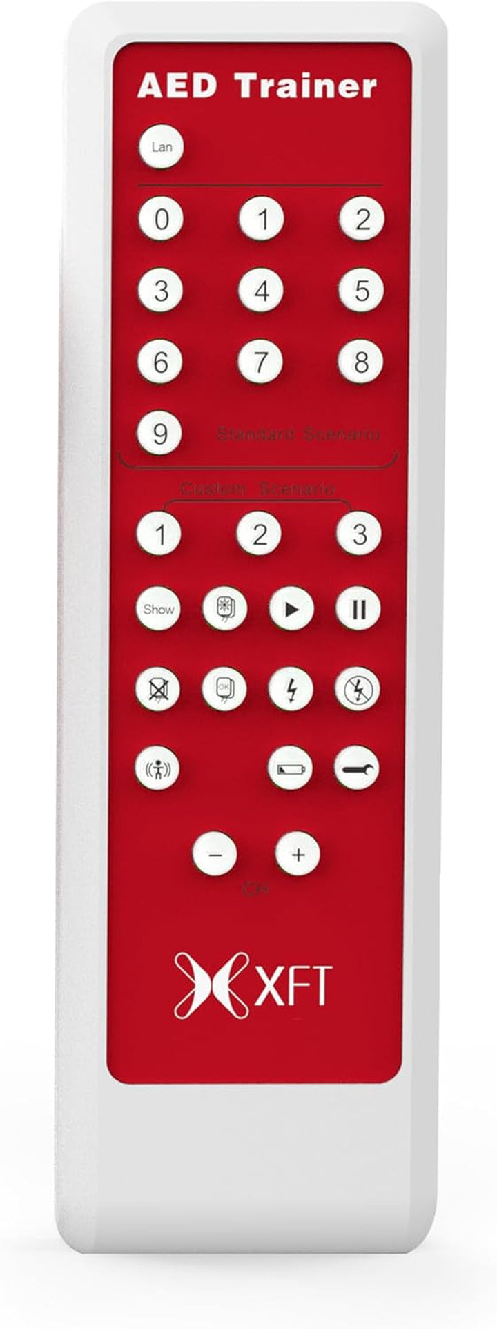 AED Trainer, Portable Defibrillator Trainer Set CPR Training Device with Remote Control, English and Spanish Voice Prompts, 10 Different Scenarios, First Aid Defibrillator Trainee Beginner ( 120C)