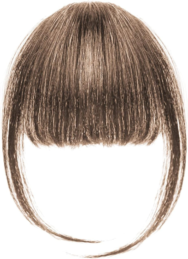 Clip in Fringe, Clip in Bangs for Women Hair Extensions with Temples Hairpieces, Fashion Wispy Bangs Fringe Air Bangs Clip for Daily Wear Y7LHJFP (Dark Brown)