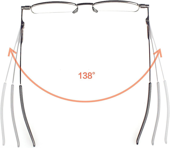 Folding Reading Glasses +1 to +3.5, Easy to Fold Flat Quality Eyeglasses with Tough Protective Case
