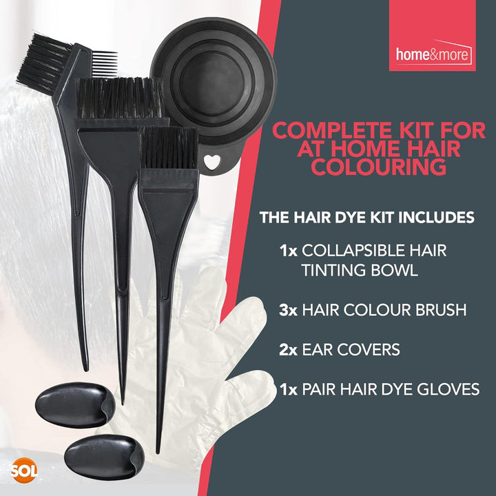7Pcs Hair Dye Bowl and Brush Kit - Complete Set for At-Home Hair Colouring - Includes Mixing Bowl, Brushes, Gloves, Ear Covers - Easy-Grip Bowl, Smooth Application, Reusable, Easy to Clean Tools