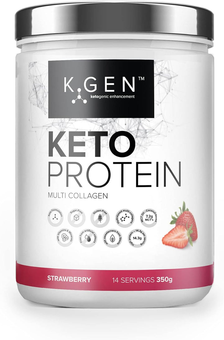 K-GEN™ Keto Collagen Protein Powder Advanced Salted Caramel Powder with Multi Collagen Blend, Coconut MCT, Vitamin C + B6 Stevia | UK Made for Keto, Paleo & Primal | Free-From: Sugar & Gluten