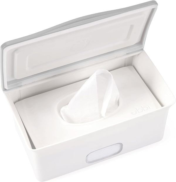 Baby Nappy Wipes Dispenser | Baby Nappy Wipes Case, Baby Wipes Holder with Weighted Plate, Keeps Wipes Fresh and Non-Slip Rubber Feet, Grey