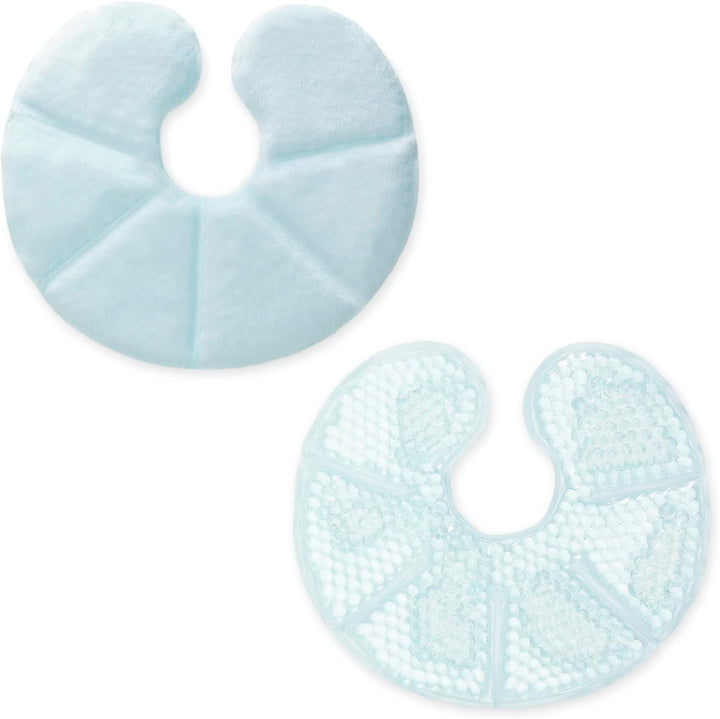 Breast Gel Pads - Hot or Cold Breastfeeding Pad Set - Reusable Heat or Cooling Compress Packs with Polyester Plush Backing - 2 Pack, Green