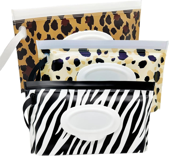 3 Pack Baby Wipes Dispenser, Portable Refillable Wipe Holder Baby Wipes Container Travel Wipes Case Reusable Wet Wipes Pouch