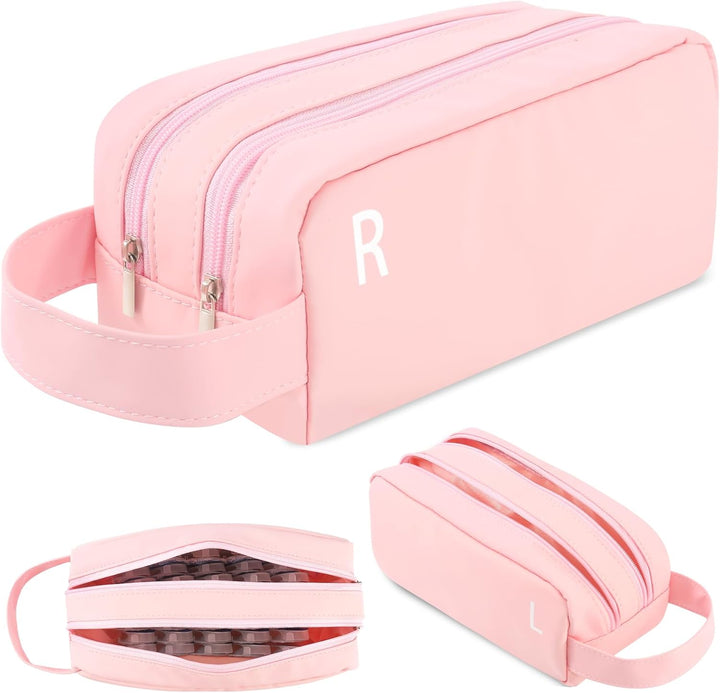 Daily Contact Lens Organizer Case,Portable Contact Lens Storage Case,Travel Contact Lens Storage Case with Clearly Labeled R & L,Storage up to 100 Lenses (Pink)