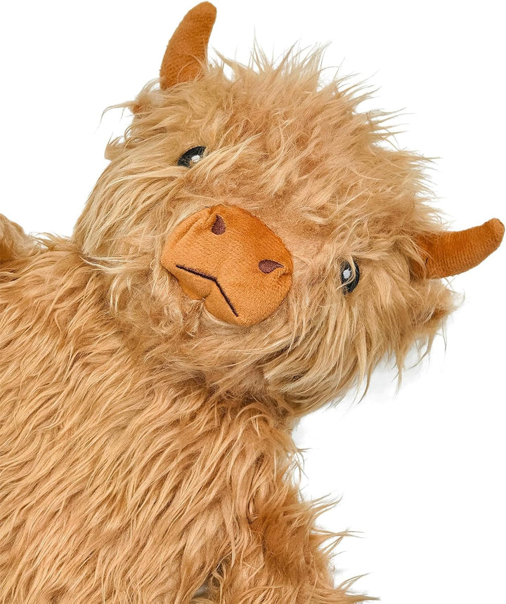 Highland Cow Hot Water Bottle 750Ml 3D Animal Face Plush Cover Soft Cosy Furry Design Natural Rubber Bottle Heat Therapy Neck Back Pain Relief Bedtime Relax Gift Idea for Adults & Kids