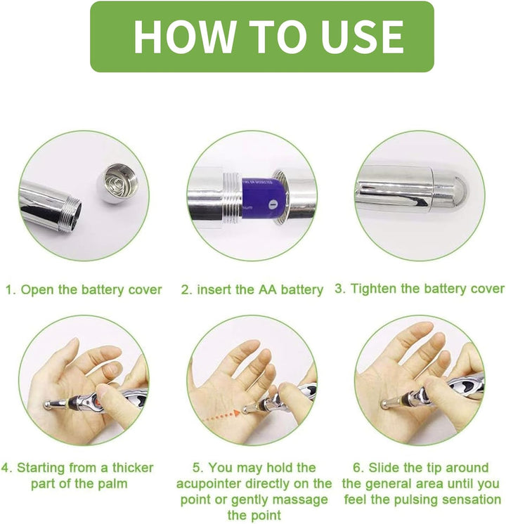 Acupuncture Pen, Electronic Acupuncture Pen, 5 in 1 Electronic Massage Pen, Acupuncture Machine Meridian Pen for Muscle Healing, Pain Relief (Battery Not Included)