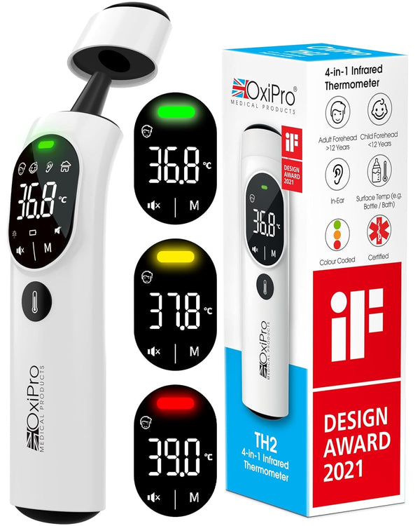 TH2 Thermometer - NHS Supplier - German Sensor - IF Award Winner - CE Approved - In-Ear, Forehead, Non-Touch & Baby Modes - Infrared Thermometer for Newborn, Baby, Kids, Children & Adults