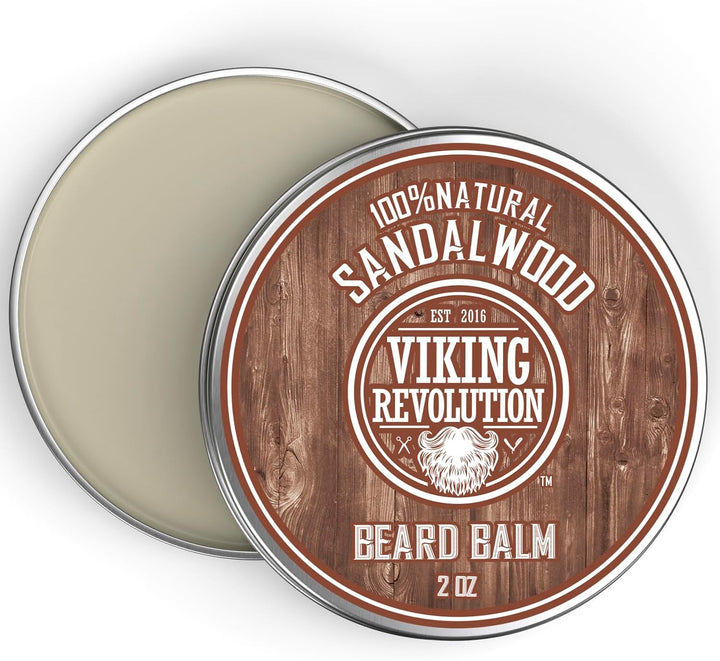 - Beard Balm - Natural Beard Balm for Men with Argan & Jojoba Oils- Styles, Strengthens & Softens - Beard Wax - Gifts for Men - Sandalwood - 57 G