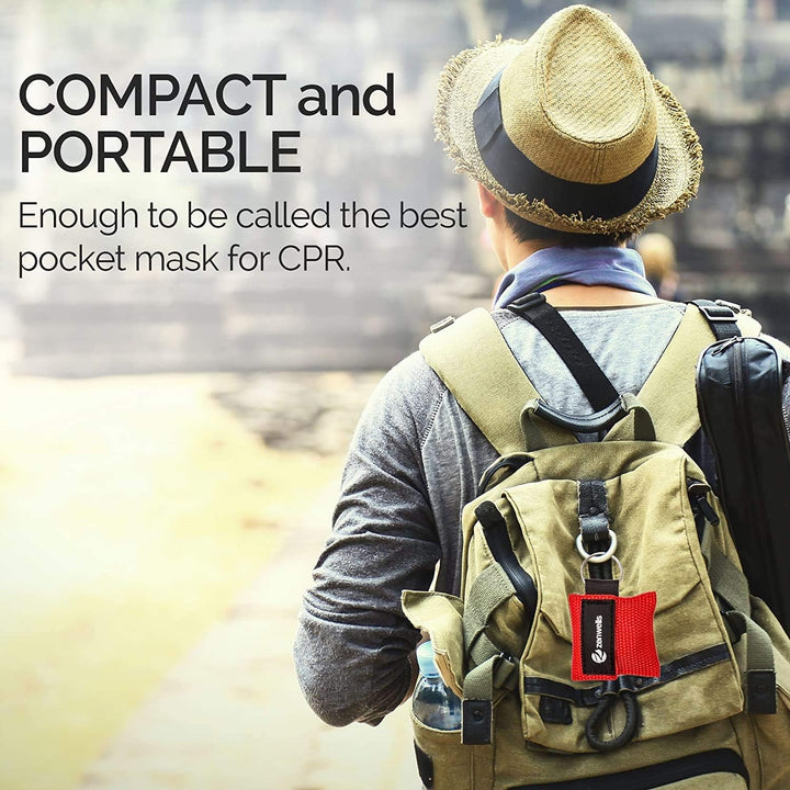 5 Pcs CPR Mask Keychain Ring, Emergency Kit Face Shield for First Aid or AED Training（Red）