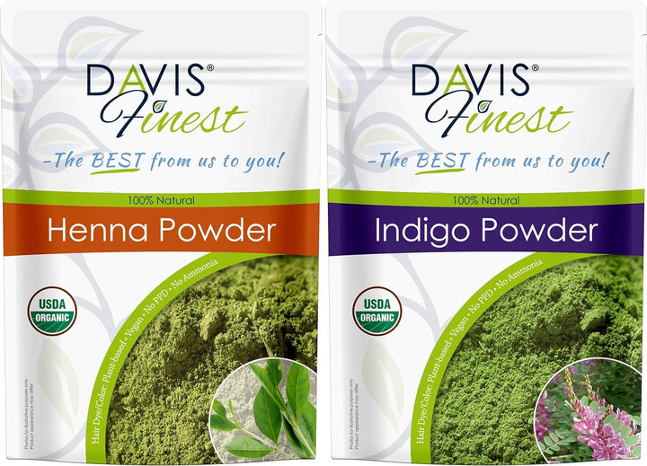 Henna Indigo Hair Dye 200G, Combo Pack, Organic, 100G Henna & 100G Indigo, Natural Hair Colour Beard Dye, Ppd-Free, Vegan