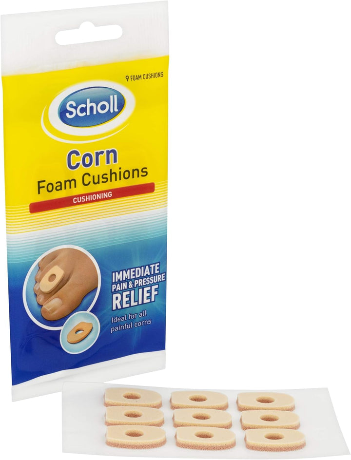 Corn Foam Cushions, 9 Pads - Corn Pain and Pressure Relief Pads, Comfortable Padding with Adhesive
