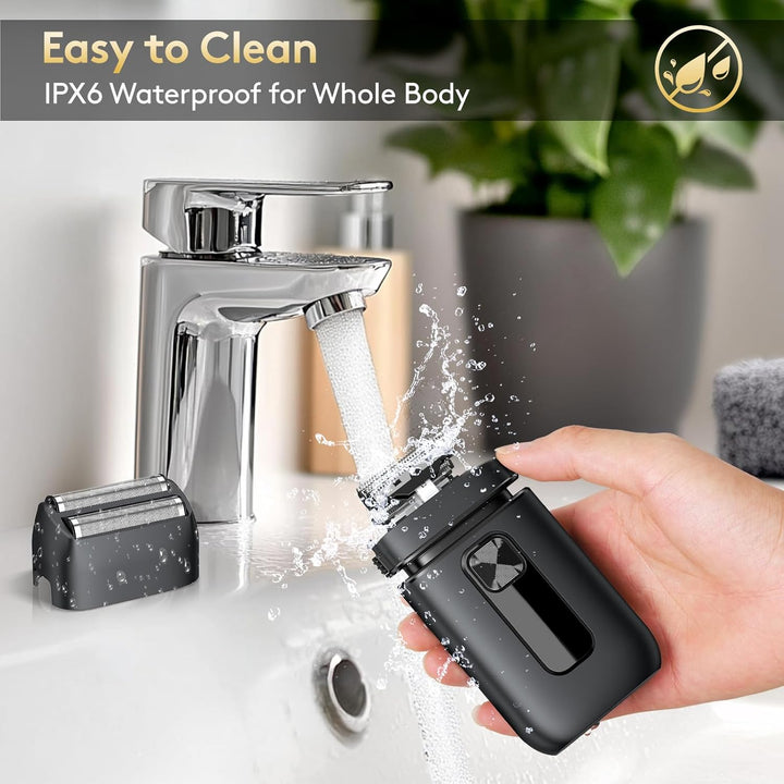 Foil Shaver, Electric Razor for Men, Upgraded Electric Shaver with Pop up Trimmer, USB-C Rechargeable, Waterproof, Cordless, Double Floating Blade for Close Shaving, Black