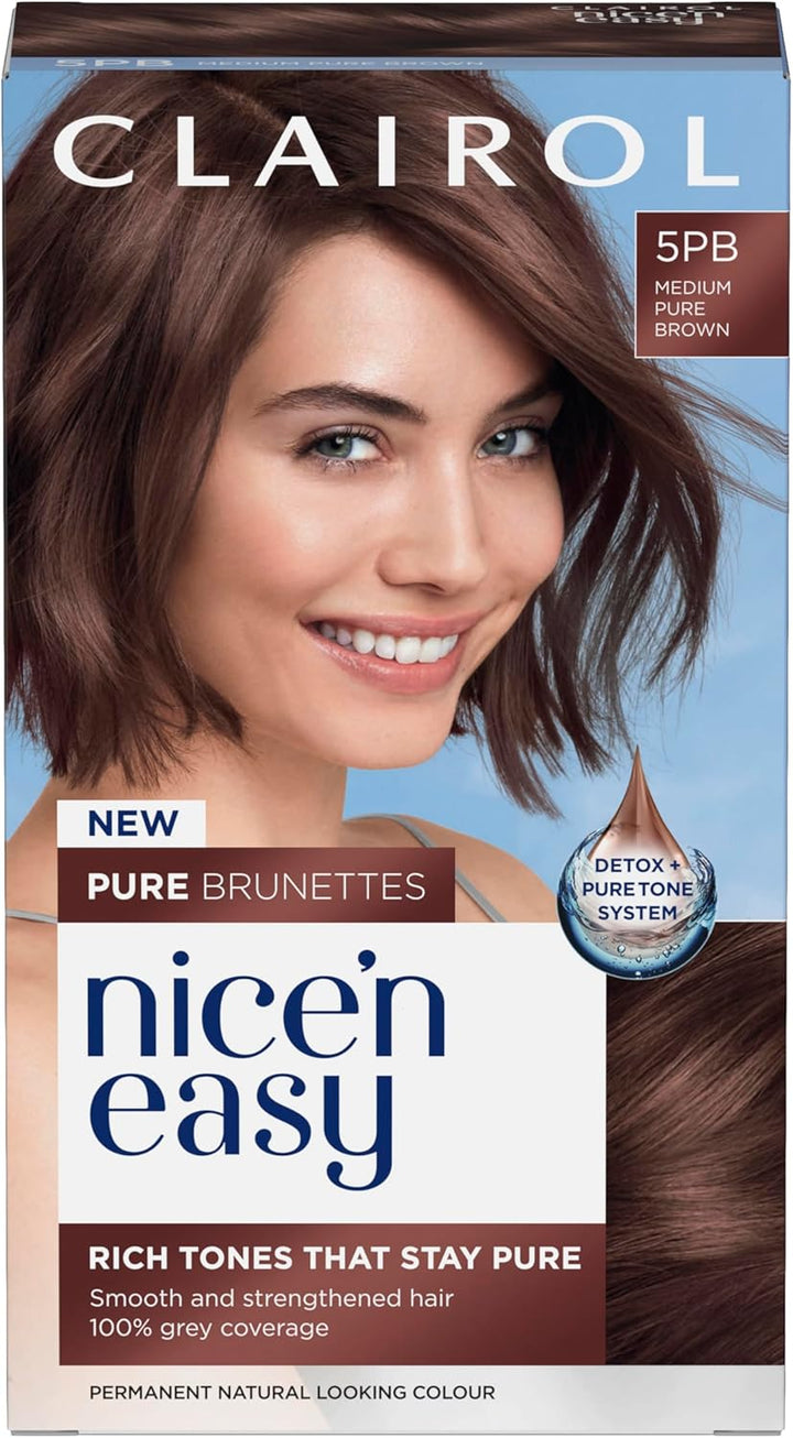 Nice N’ Easy Pure Brunettes Hair Colour | Pure and Rich Brown Tones | Smooth, Natural Hair Colour | with Pre-Colour Serum | 100% Grey Coverage | 6.5PB Lightest Latte Brown| Permanent Hair Dye