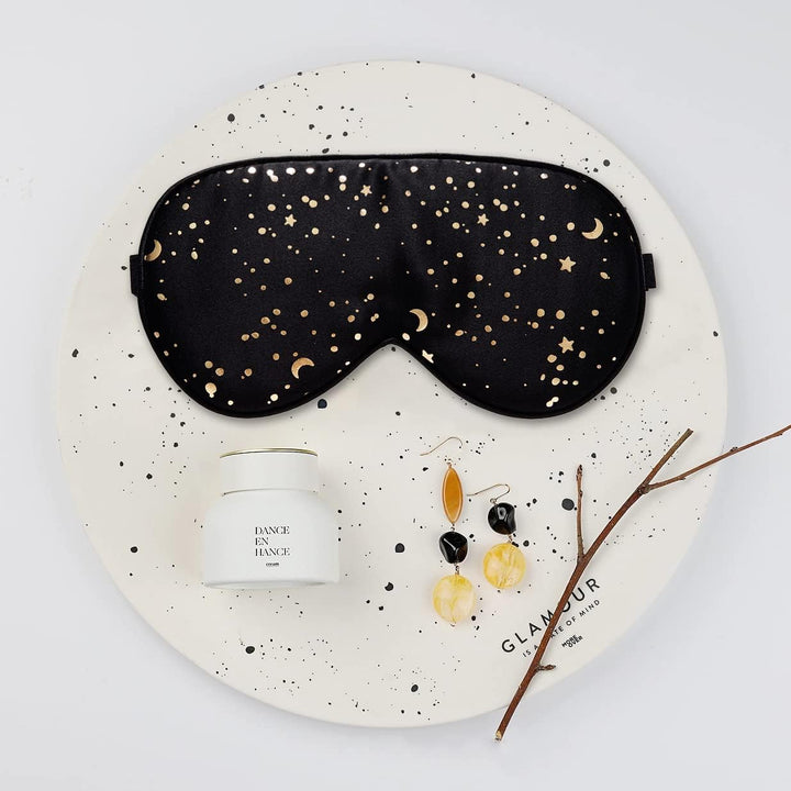 100% Silk Sleep Mask with Adjustable Strap,Comfortable and Super Soft Eye Mask Ultimate Sleeping Aid,Blindford Golden Moon