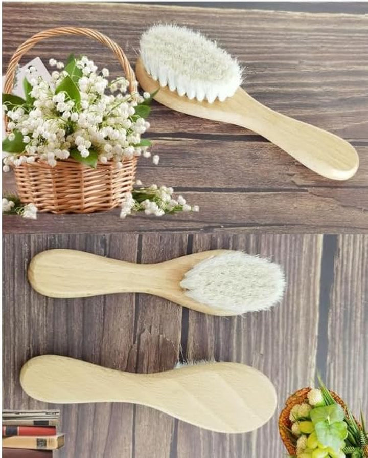 2PCS  Baby Hair Brush, Wooden Baby Brush for Newborns & Toddlers, Kids, Super Soft Goat Bristles Brush,Toddler Hair Brush,Ideal for Cradle Cap