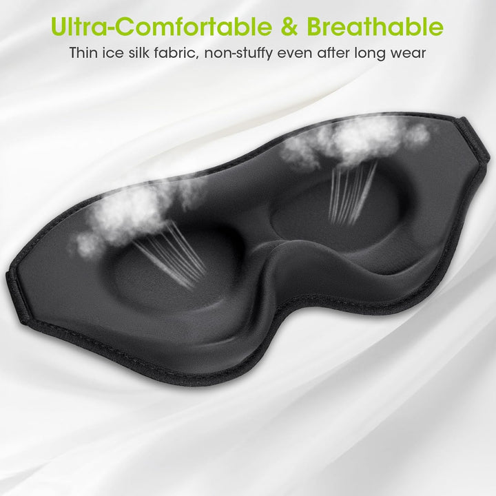 100% Blackout Sleep Mask for Women Men- Perfect Eye Sleeping Mask for Side Sleeper, Zero Eye Pressure, 3D Cutout Eyeball Movement Friendly, Ultra Soft & Comfortable Blindfold for Travel/Nap