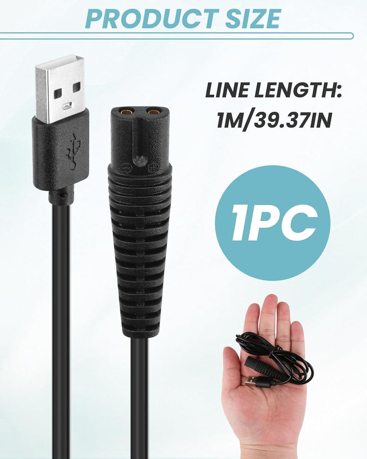 USB Charging Cable 12V for Braun Shaver, Beard Trimmer Charger Cord Compatible with Braun Series 1 3 5 7 9,790CC 3080S 3040S 310S 3020S 3050Cc 5040S 760CC F5-5800 MS-5700 SR-9130