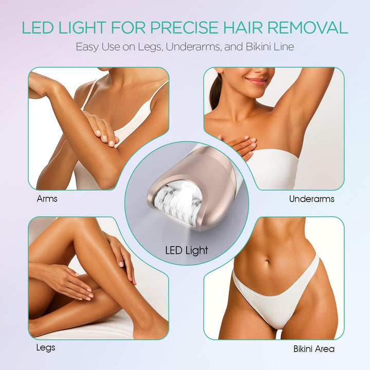 Epilator for Women Cordless & Rechargeable, Epilator Hair Removal with 30 Tweezers,3 in 1 Epilators with Electric Lady Shaver and Foot File,Hair Removal Device for Arm Leg BM300 (Champagne Gold)