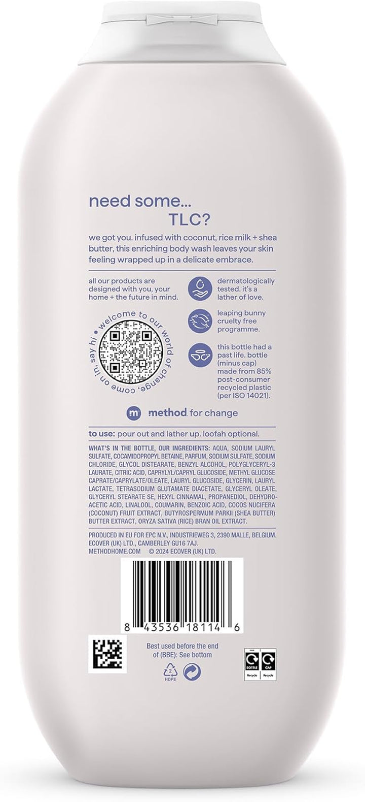 Body Wash, Simply Nourish, Shower Gel, Coconut, Rice Milk and Shea Butter Scent, Pack of 1, 532Ml