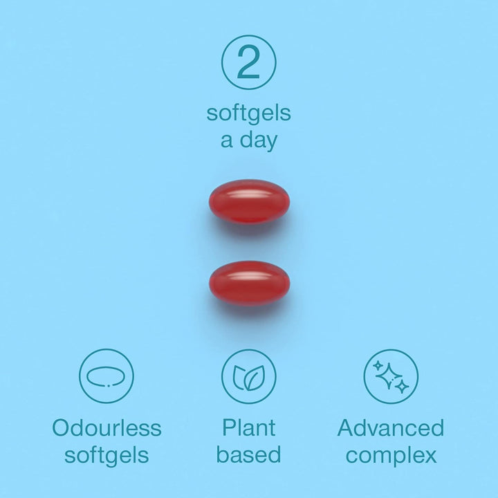 Vegan Omega 3 Capsules - High Strength DHA from Algae Oil with Flaxseed Oil, Astaxanthin, Vitamin E - Algae Omega 3 Vegan - 60 Easy Swallow Softgel Tablets - Sustainable Vegetarian DHA Supplements