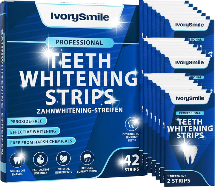 Professional Teeth Whitening Strips 21 Treatments | Safe for Enamel | Non Sensitive Teeth Whitening | Bright Smile without Any Harm | Pack of 42 Strips + Mouth Opener Included