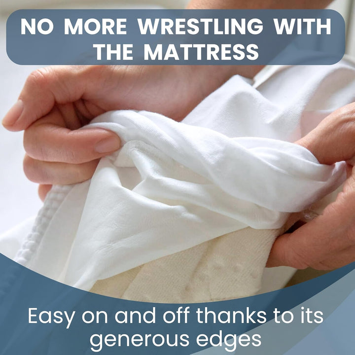 Toddler Bed Waterproof Fitted Sheet 130 X 80 / 32X52-2In1 Fitted Sheet Mattress Protector Made of 100% Jersey Oeko-Tex + PU for Junior Cot Bed - Soft & Silent - White