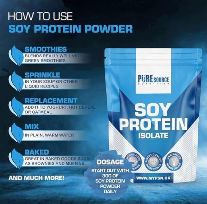 Soy Protein Isolate Powder (90% Protein) 1Kg Vanilla SOYA Protein Vegan Powder for Superfood Supergreens Dairy Free Plant Based Protein (1Kg, Vanilla)