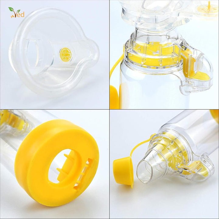Inhaler Spacer Anti-Static Spacer Device, Inhaler Chamber, Use with Metered Dose Inhaler, BPA and Latex Free for Adult.(Yellow)