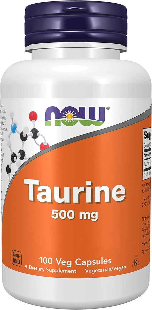 Foods, Taurine, 500Mg, 100 Vegan Capsules, Lab-Tested, Amino Acid, Gluten Free, Soy Free, Vegetarian