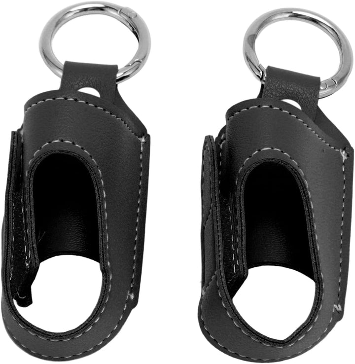 2Pcs PU Leather Asthma Inhaler Holder,Portable Asthma Inhaler Holder Case with Clip,For Home Work or Travel (Black)