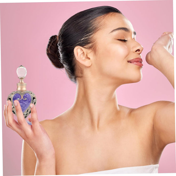 Perfume Bottle 12Ml Purple Vintage Perfume Bottle Crystal Openwork Exquisite Refillable Metal Empty Container for Women, Antique Bottles